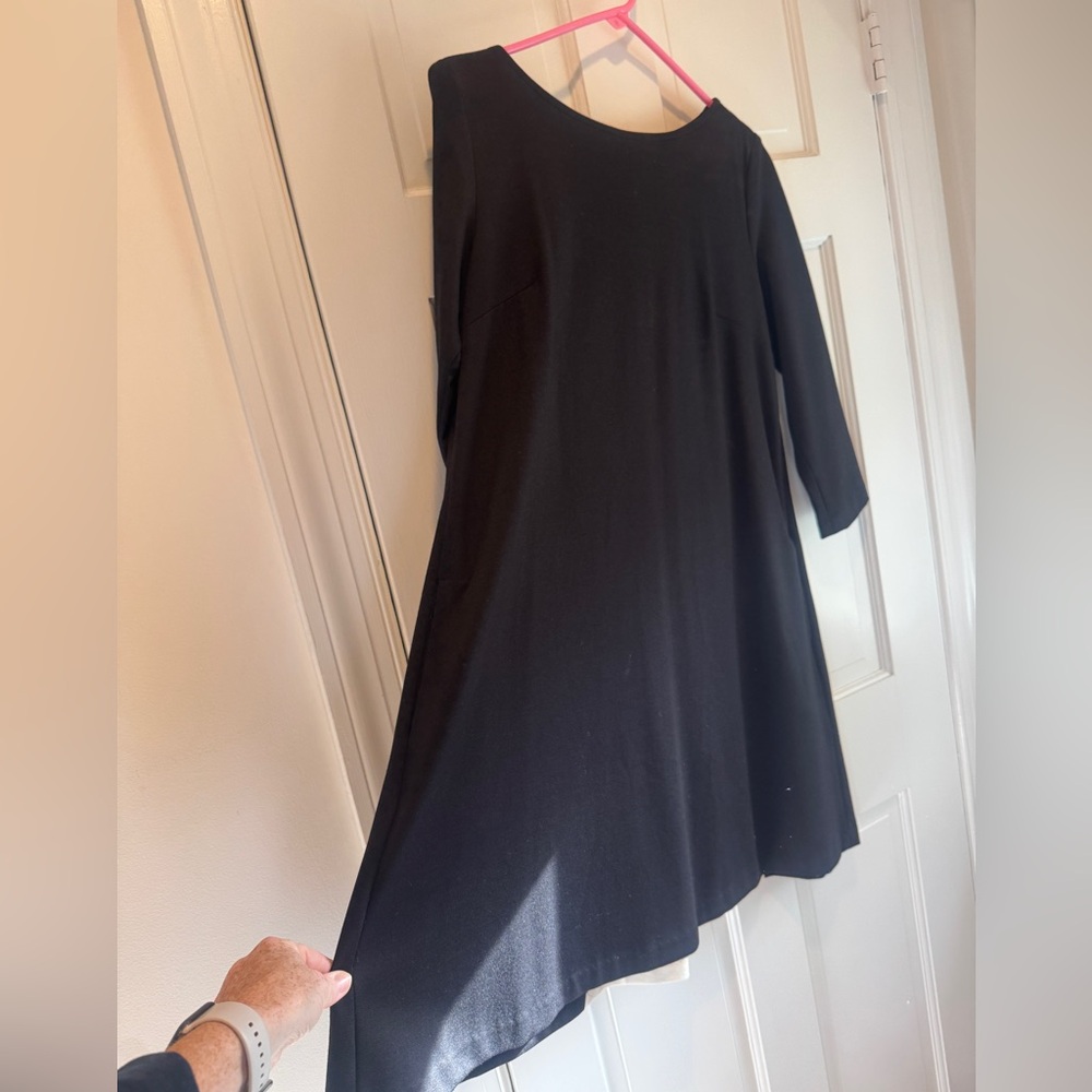Sara Campbell Classic Black Mini Dress with White Pleated Back - Picture 4 of 10